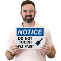 Wet paint do not touch sign set