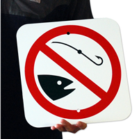No Fishing Sign, With Symbol