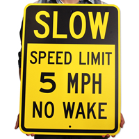 Speed Limit 5 MPH No Wake Signs