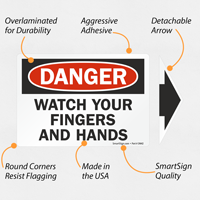 Keep Your Fingers and Hands Safe Label