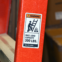 Max. Load Capacity 300 LBS. Label