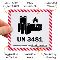 UN 3481 Lithium Battery Label