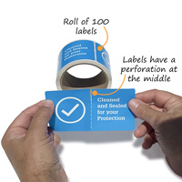 Door stickers have a perforation that allows the sticker to break apart when you open the door into a sanitized room