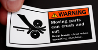 Keep Hands Clear While Operating Machine Labels