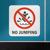 Caution: No Jumping Pool Marker