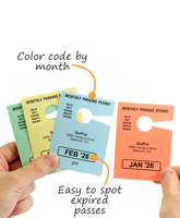 Monthly Color-Coded Parking Large Tags~Custom Imprint Monthly Parking Permit