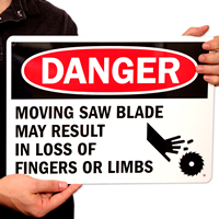 Danger Moving Saw Blade Signs