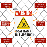 Boat ramp caution sign