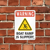 Boat ramp safety warning sign