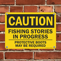 Outdoor Caution Sign Boots Required for Fishing