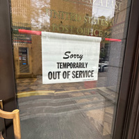 Out of service notice for door barricade