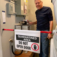 Quarantine area barricade sign