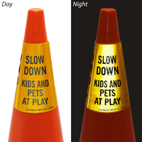 Slow Down Kids And Pets At Play Cone Message Collar Sign