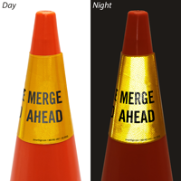 Merge Ahead Cone Message Collar Sign