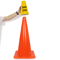 Cone Message Collar Survey Crew Road Traffic Sign