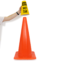 Caution Wet Tar Cone Message Collar