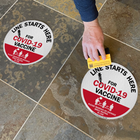 Vaccine queue start here sign