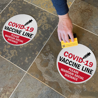 Social Distance Vaccine Line Sign
