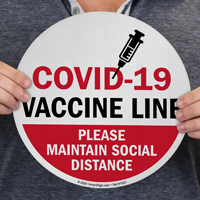 Vaccine Queue Social Distance Sign