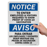 Bilingual proof of vaccination sign