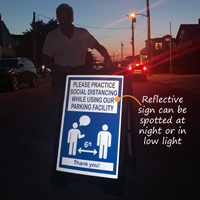 Social distancing sign for parking lot