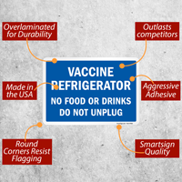 No Food or Drinks Sign for Vaccine Refrigerator