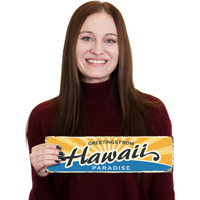 Vintage Hawaii postcard sign