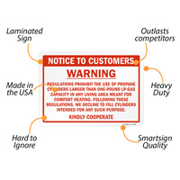 Propane Cylinder Prohibited Sign