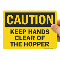 Caution Hopper Safety Sign