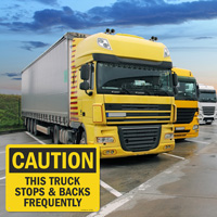 Truck Backing Caution Sign