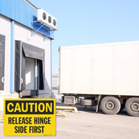 Release door hinge side first warning
