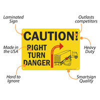 Danger caution: Right turn