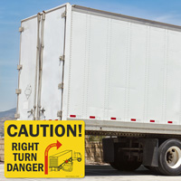 Right turn hazard caution sign