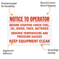 Regular check - fuel, oil, batteries sign