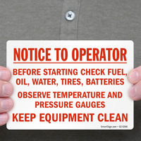 Machinery maintenance sign