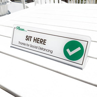 Please Sit Here Thanks For Social Distancing Desk Sign