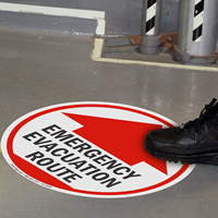 Emergency Evacuation Route with Arrow Sign