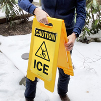 Ice warning sign for sidewalk