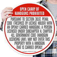 No Open Carry Texas Floor Marke