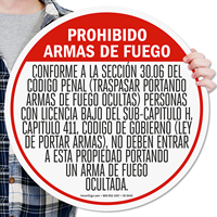 Handguns Prohibited Floor Sign