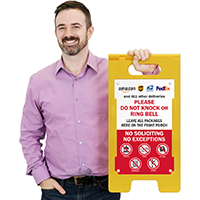 Leave package quietly floor signage