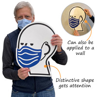 Distinctive shape wear a mask floor decal