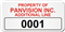 Asset Label, Property of Company Name with Numbering