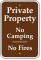 Private Property No Camping, No Fires Campground Sign