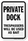 Private Dock Trespassers Used As Bait Sign